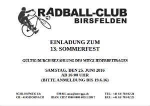 Anmeldung zum 13. Sommerfest